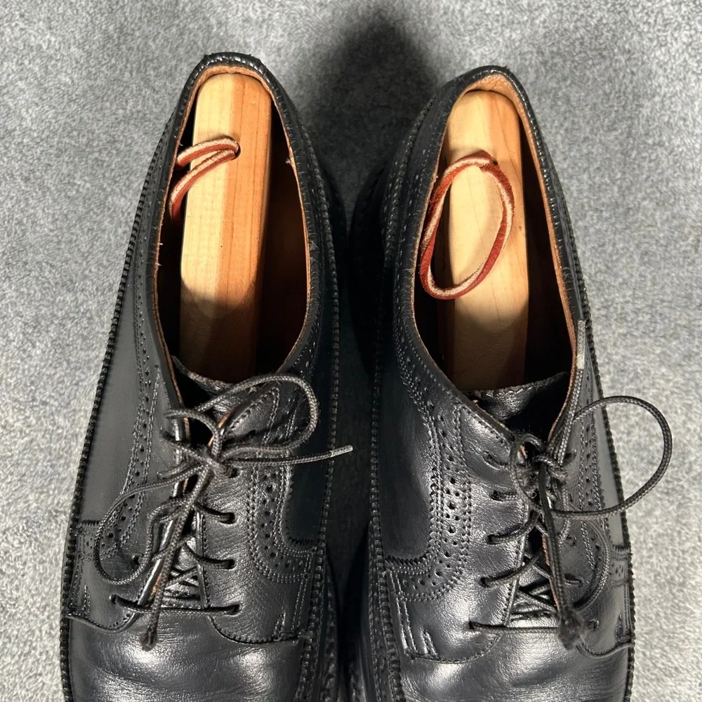 VTG Florsheim Imperial Sibley's Detroit Longwing Derby Black Shoes Men 9.5 D USA